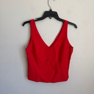 Bebe Red Cropped V-Neck Tank Bow Detail Coquette Y2K Holiday Womens 10